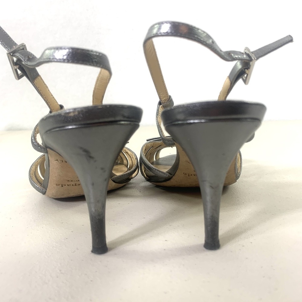 kate spade new york Heels Womens 7B Silver Good Slingback Stiletto Italy - Picture 8 of 12